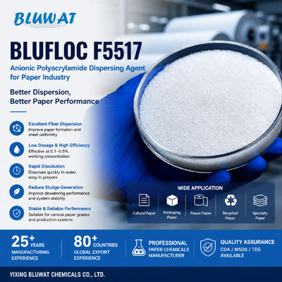 Купить BLUFLOC F5517 Анионный полиакриламид Диспергирующий агент для бумажной промышленности онлайн изготовление
