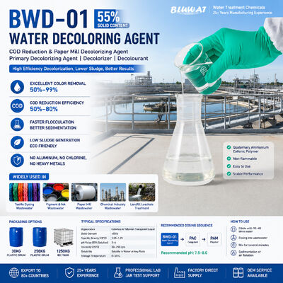 Купить Bwd-01 Деколорирующее средство для уменьшения содержания трески и бумажной фабрики Первичное деколорирующее средство Деколорирующее средство Деколорирующее средство для деколорирования воды онлайн изготовление